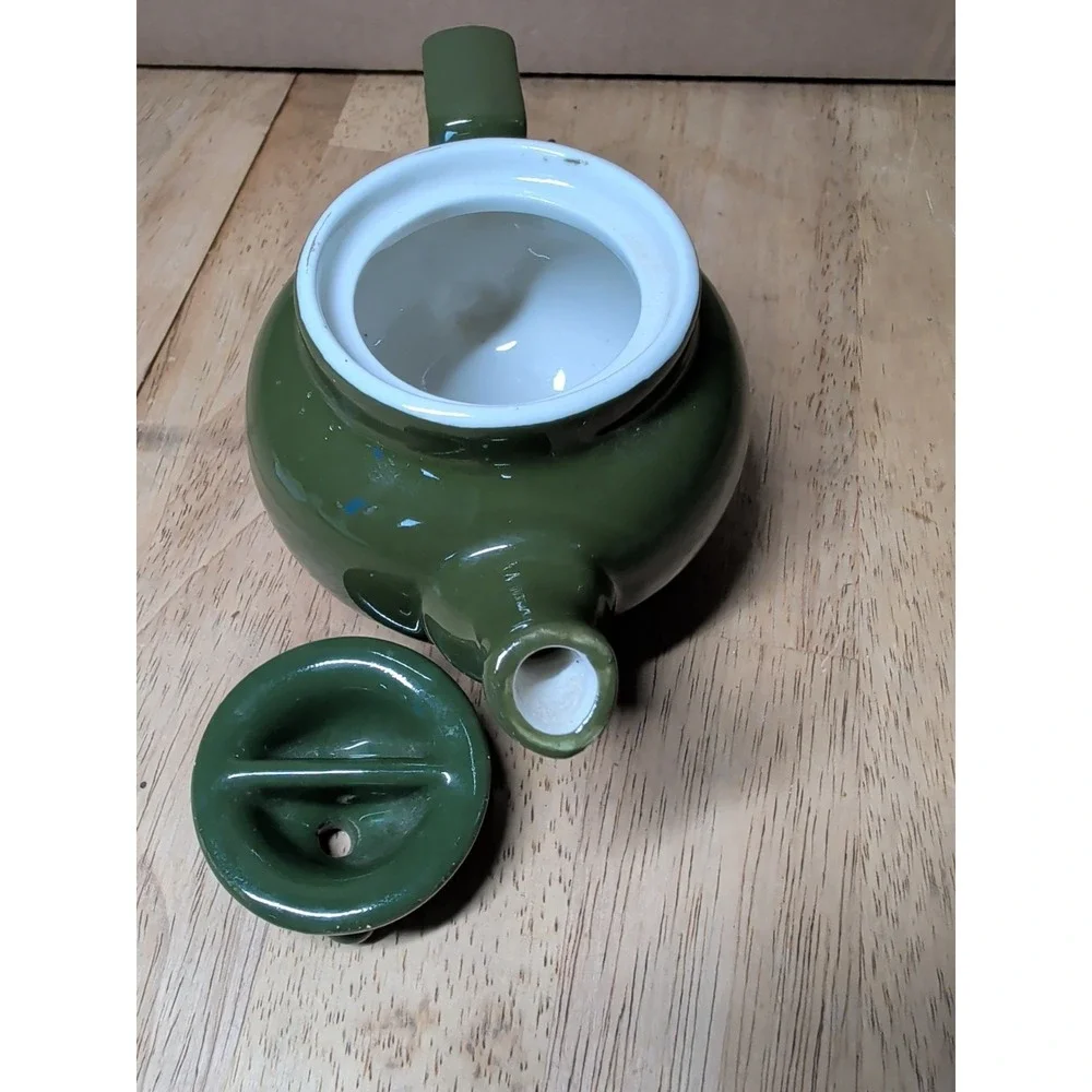 Hall‎ Small Single Serve Dark Green Teapot with Lid Made in USA 3.5